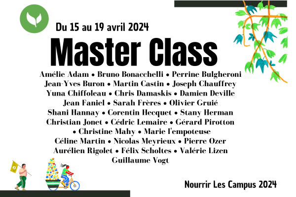 Programme des Master Class et tables rondes Nourrir Liège et Campus 2024 du 8 au 19 avril : participez !
